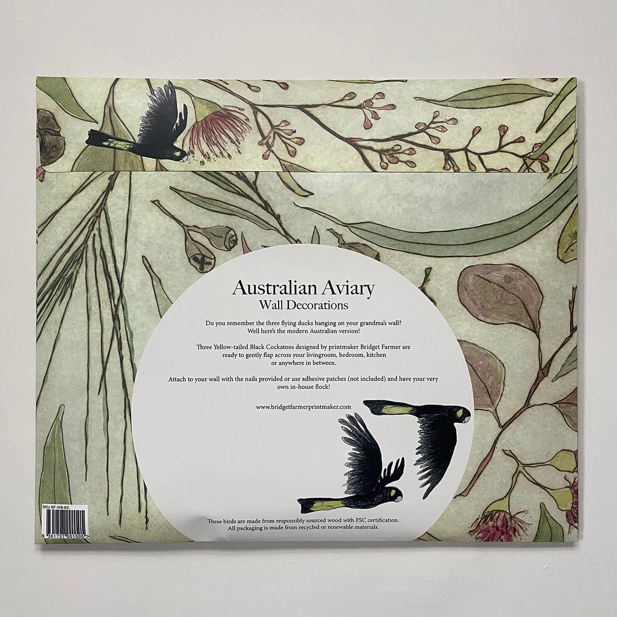 Australian Aviary ~ Wall Decorations ~ Yellow-tailed Black Cockatoos (set of 3)