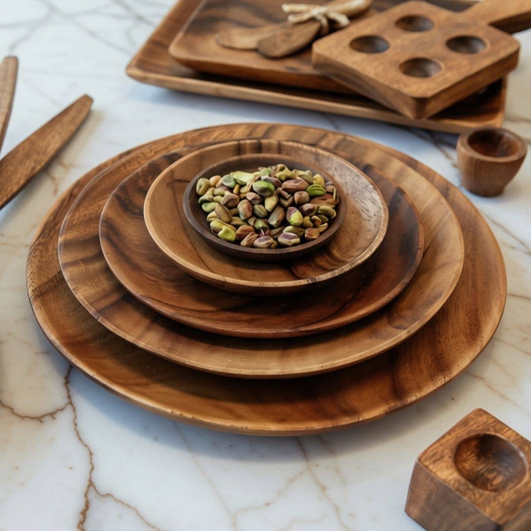 Acacia Round Plates
