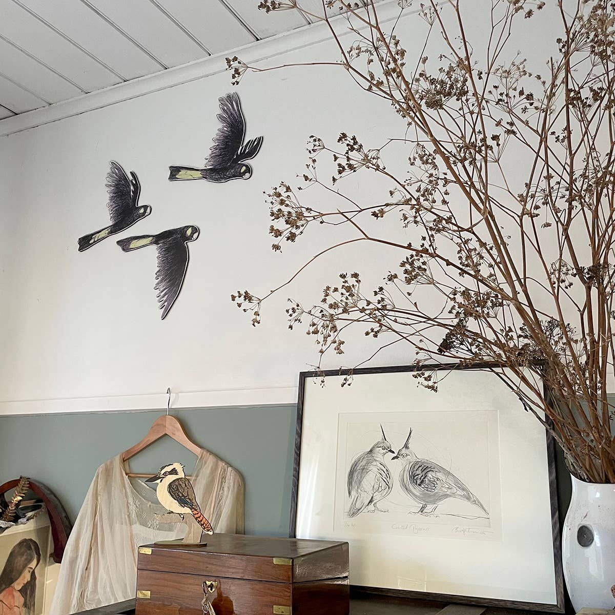 Australian Aviary ~ Wall Decorations ~ Yellow-tailed Black Cockatoos (set of 3)