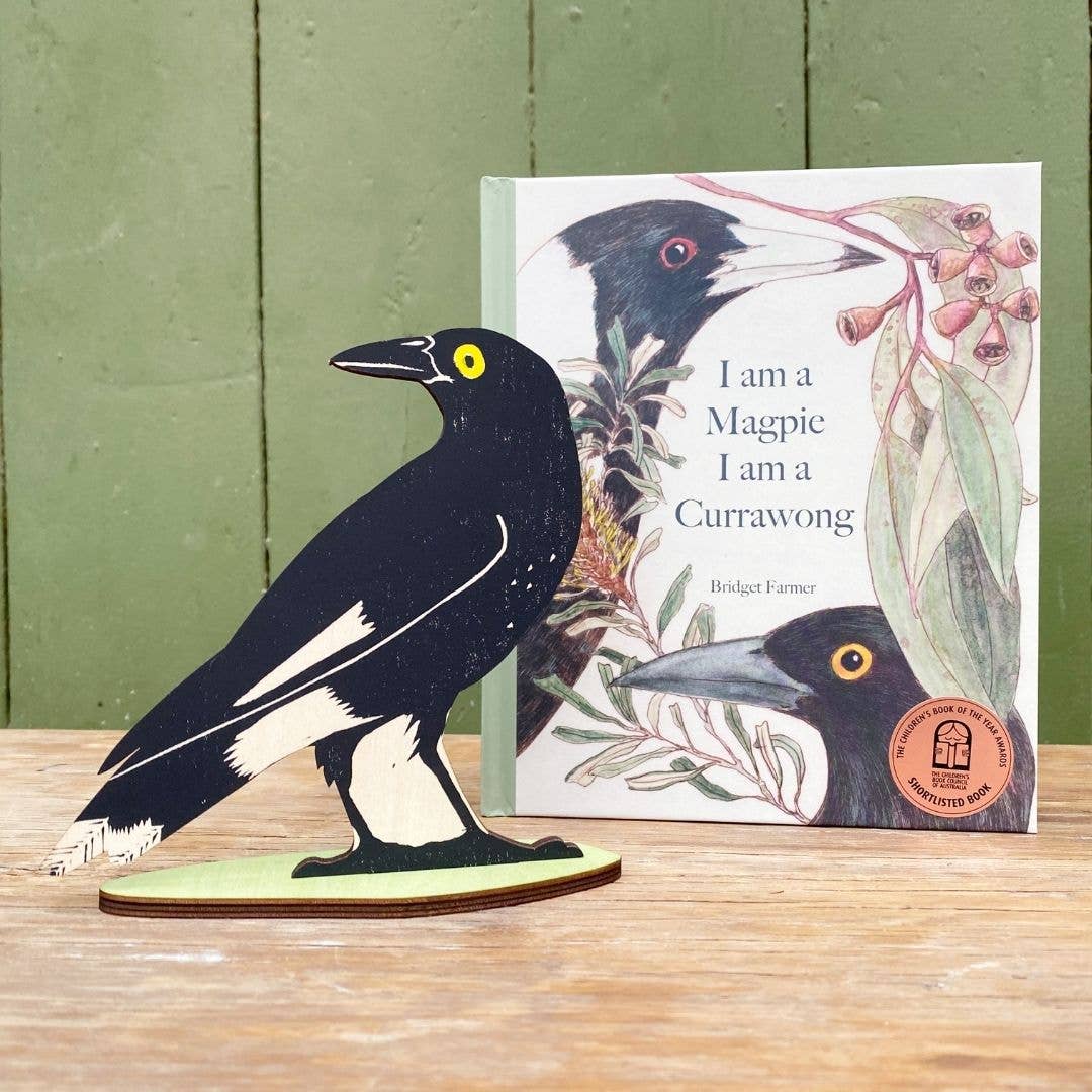 Pied Currawong Standing Bird Ornament