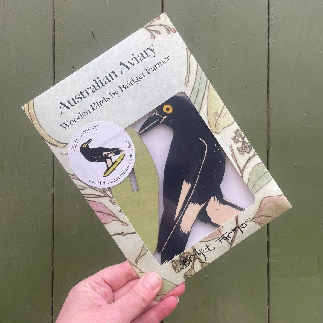 Pied Currawong Standing Bird Ornament