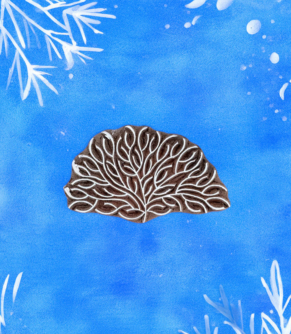 The Sea - Coral. Medium Wood Print Block