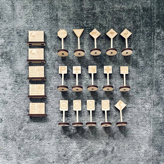 Road Signs for Timber Play Roads (Set of 20)