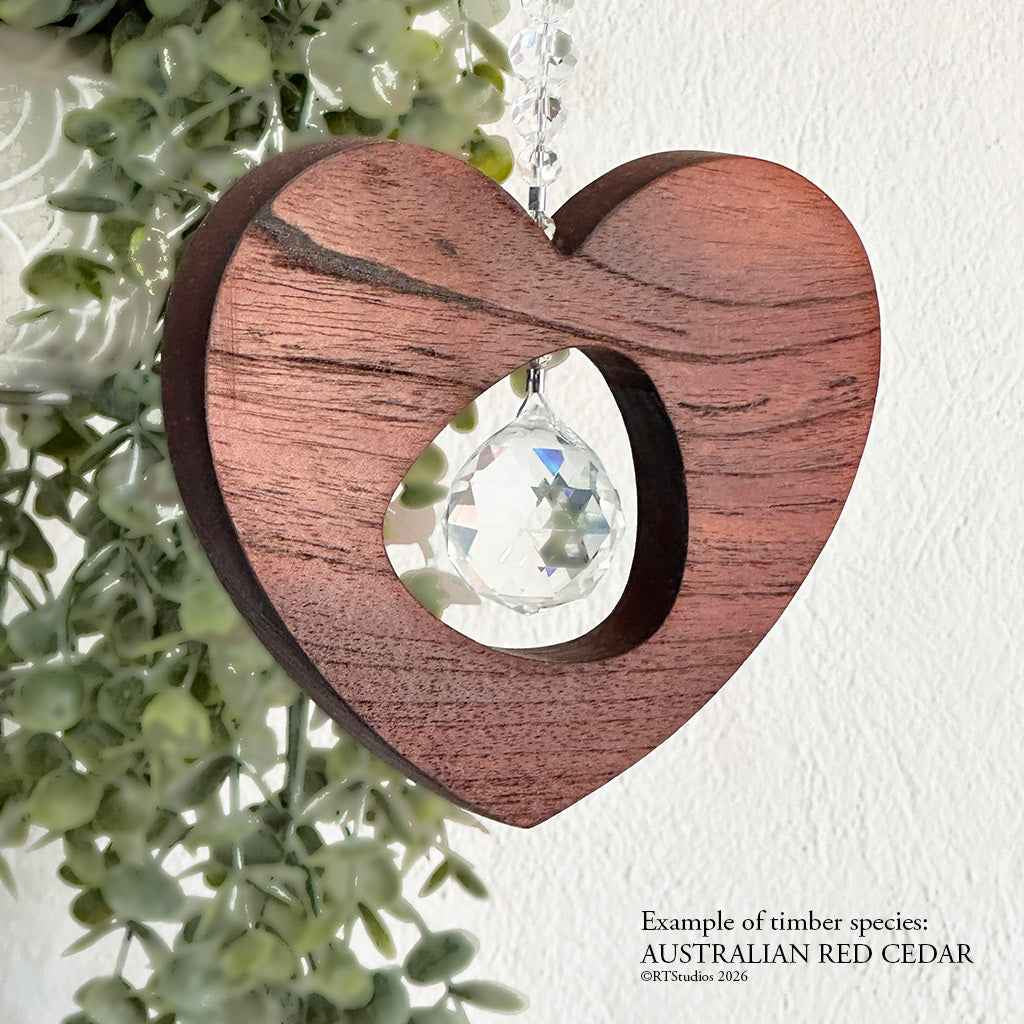 Timber and Crystal Suncatcher - Heart