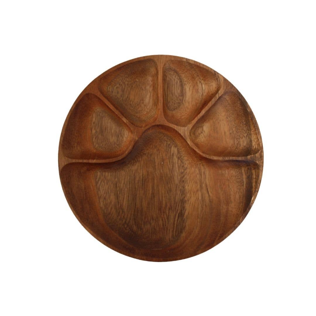 Acacia Round 5 Compartment/Sorting Plate