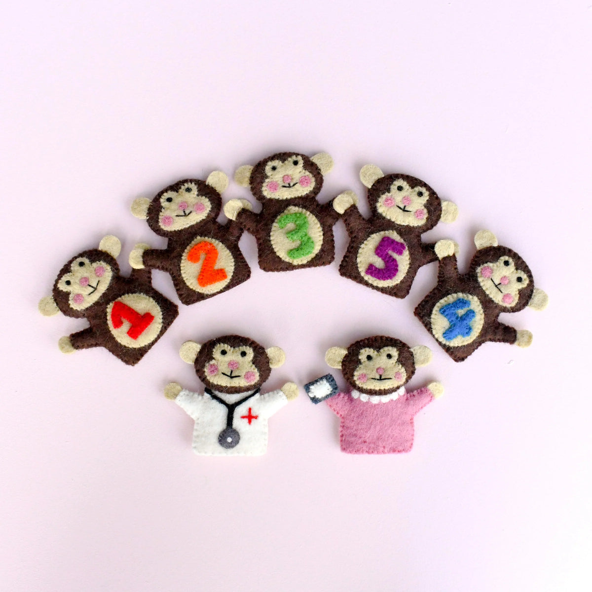 5 little monkeys finger puppet set