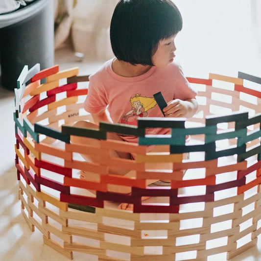 KAPLA Blocks Building Planks - 100 Octocolour Set - Wooden Case