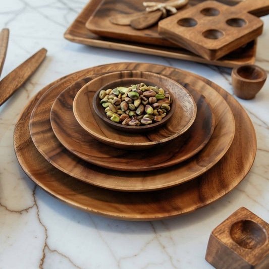 Acacia Round Plates