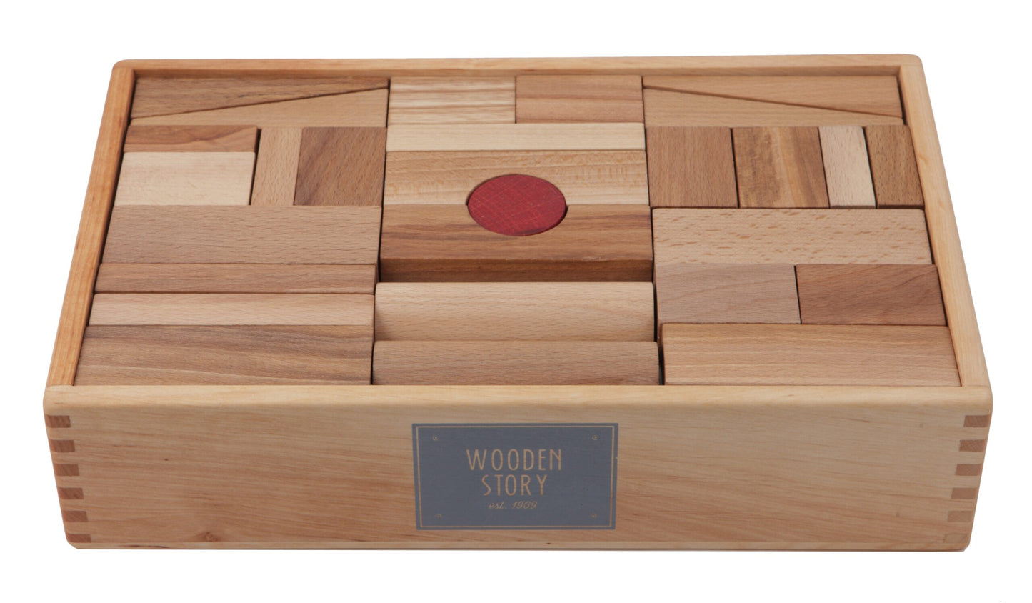 Wooden Story Rainbow Blocks in Tray XL 63 pieces