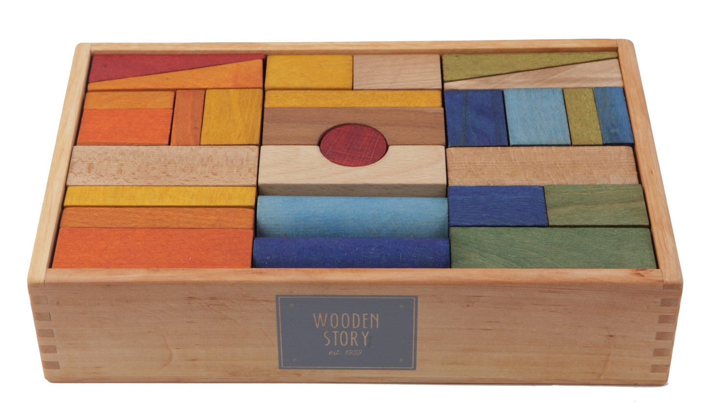 Wooden Story Rainbow Blocks in Tray XL 63 pieces