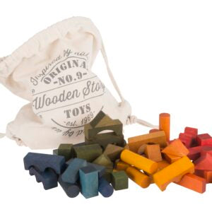 Wooden Story Rainbow Blocks in Sack 100 pcs
