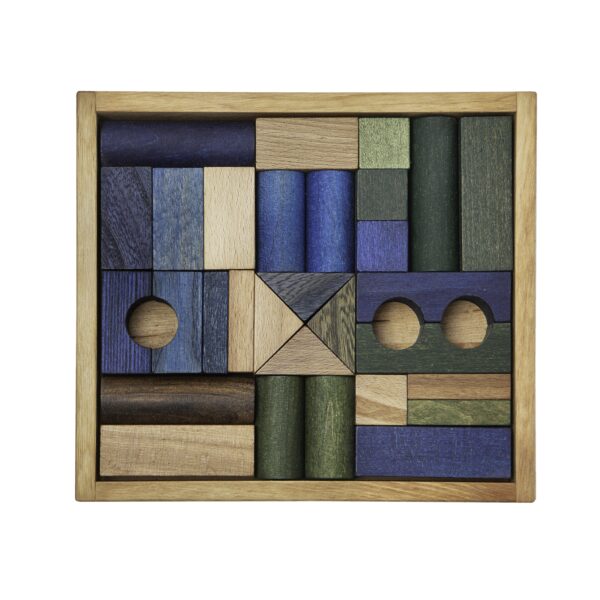 Wooden Story Cool Tone Blocks in Tray 30 pieces