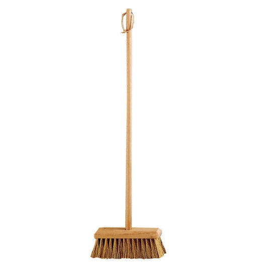 Gluckskafer Wooden Broom with Palmyra Grain for Outside Use (Vegan Friendly)