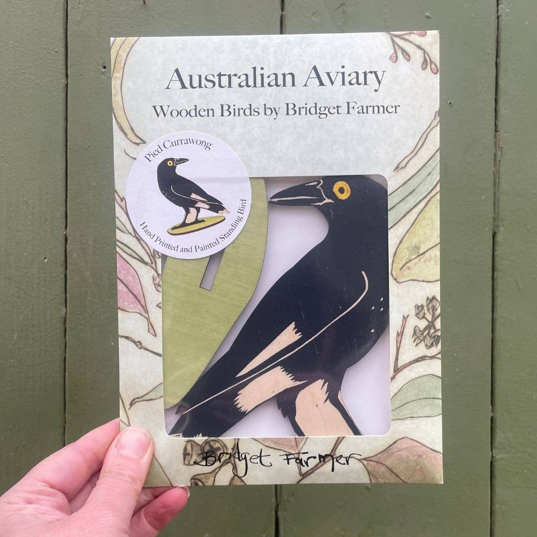 Pied Currawong Standing Bird Ornament