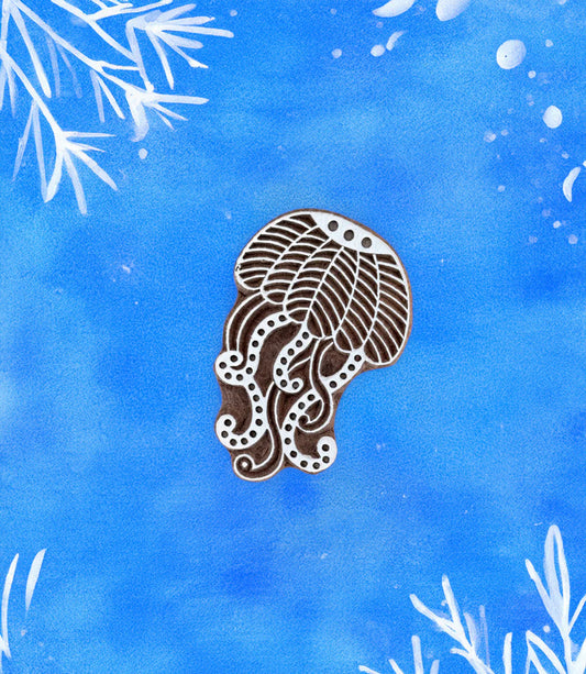The Sea - Jellyfish. Medium Wood Print Block