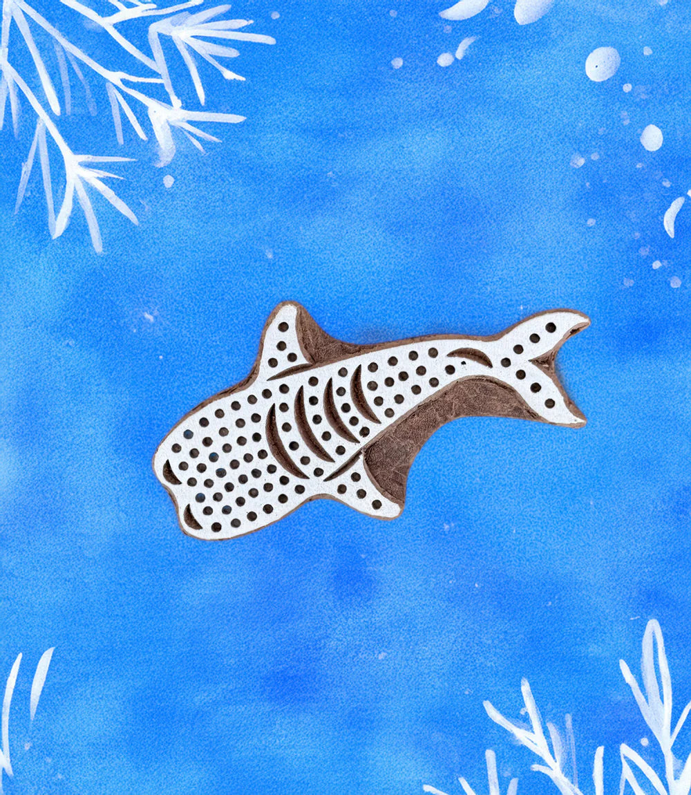 The Sea - Whale Shark. Medium Wood Print Block