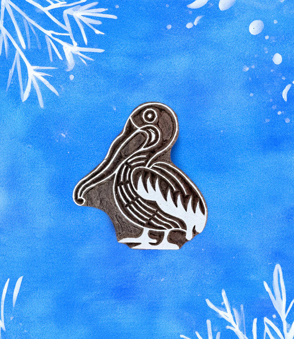 The Sea - Pelican. Medium Wood Print Block