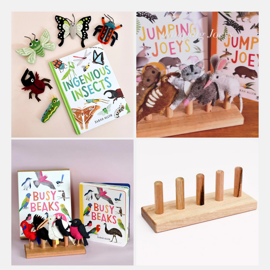 Finger Puppet and Book Set with Puppet Stand