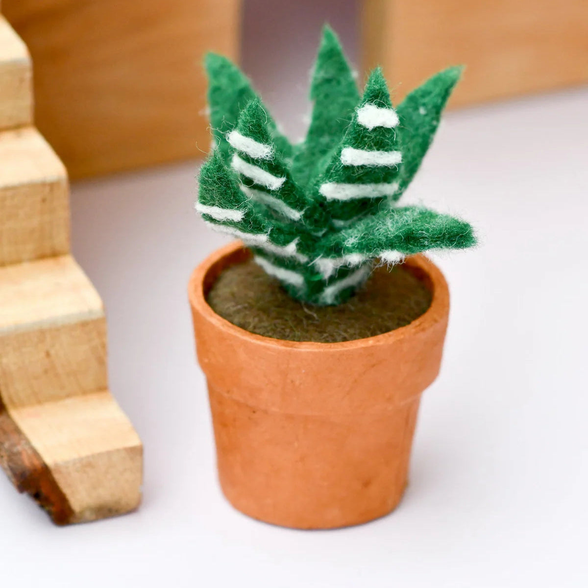 Felt Succulent Snake Succulent Plant with Lokta Paper Pot