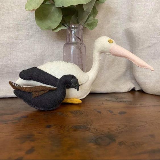 Pelican and Musk Duck Set - Handcrafted Wool Felt