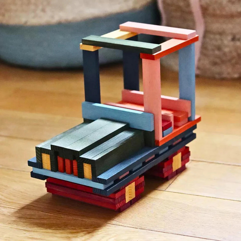 KAPLA Blocks Building Planks - 100 Octocolour Set - Wooden Case