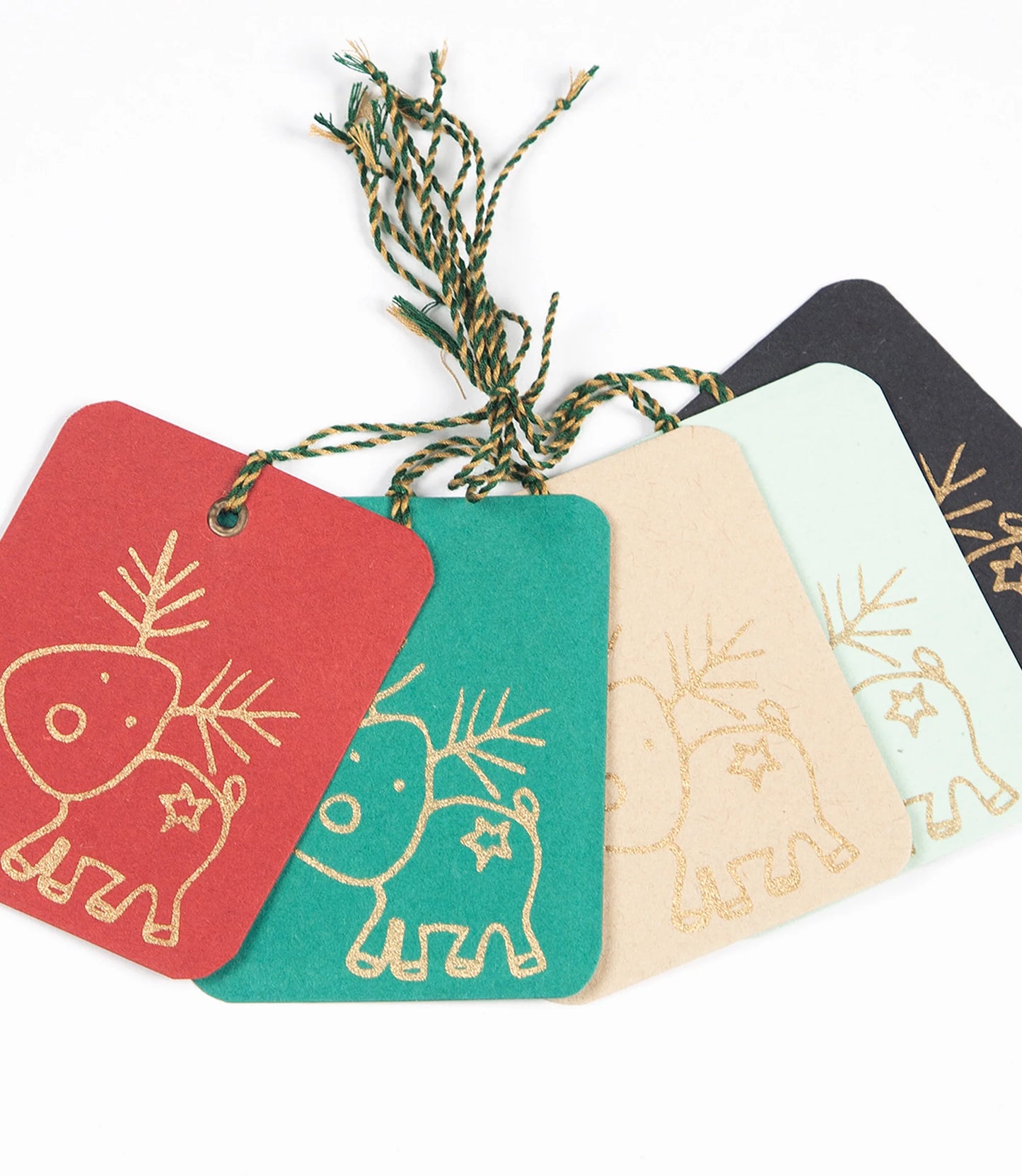 Jute Paper Gift Tag - Reindeer Set of 5