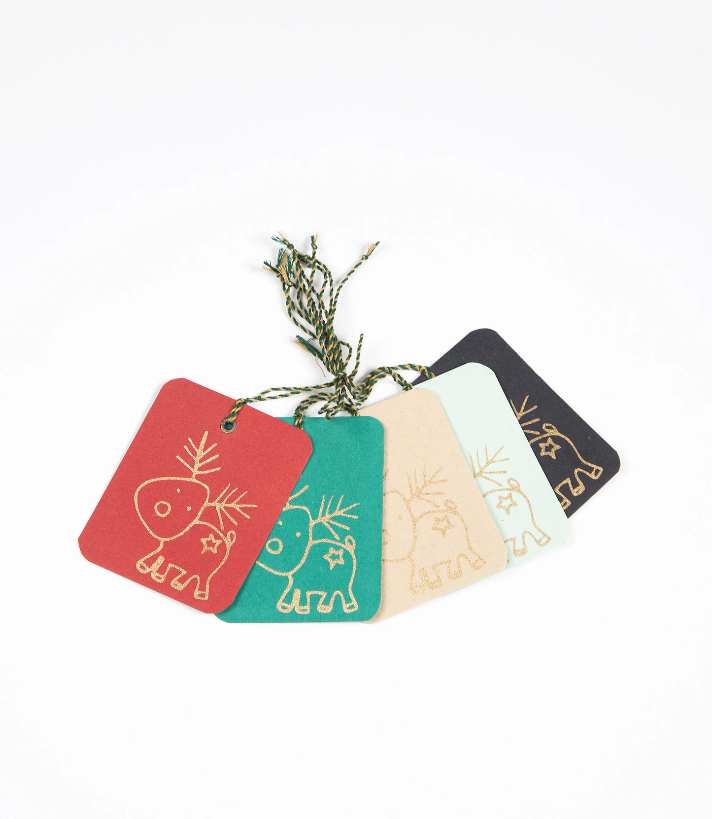 Jute Paper Gift Tag - Reindeer Set of 5