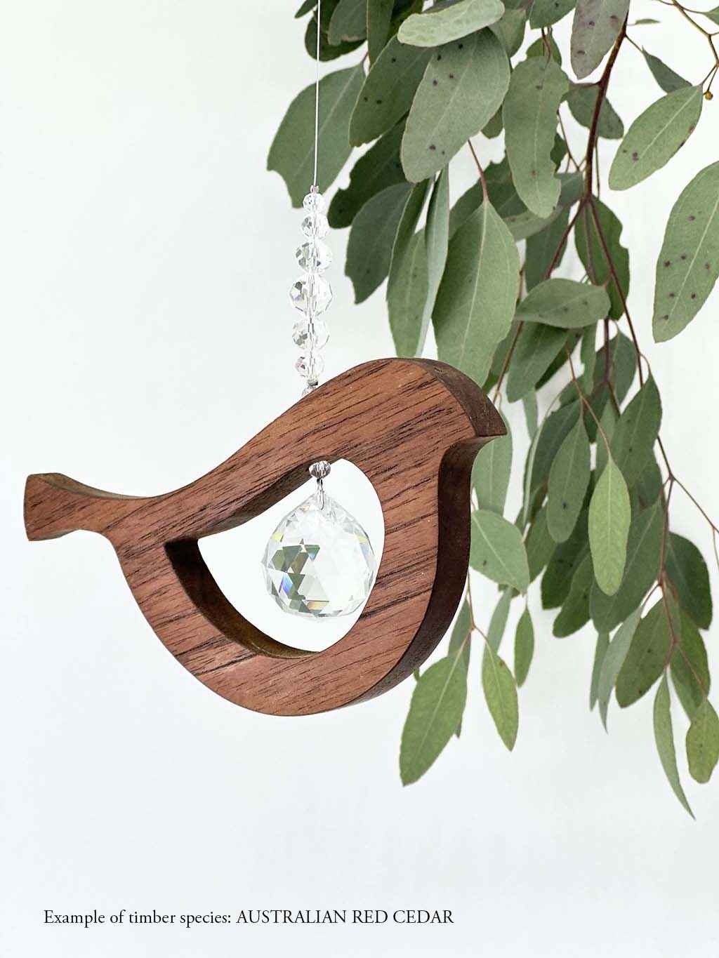 Timber and Crystal Suncatcher - Bird Tail Up