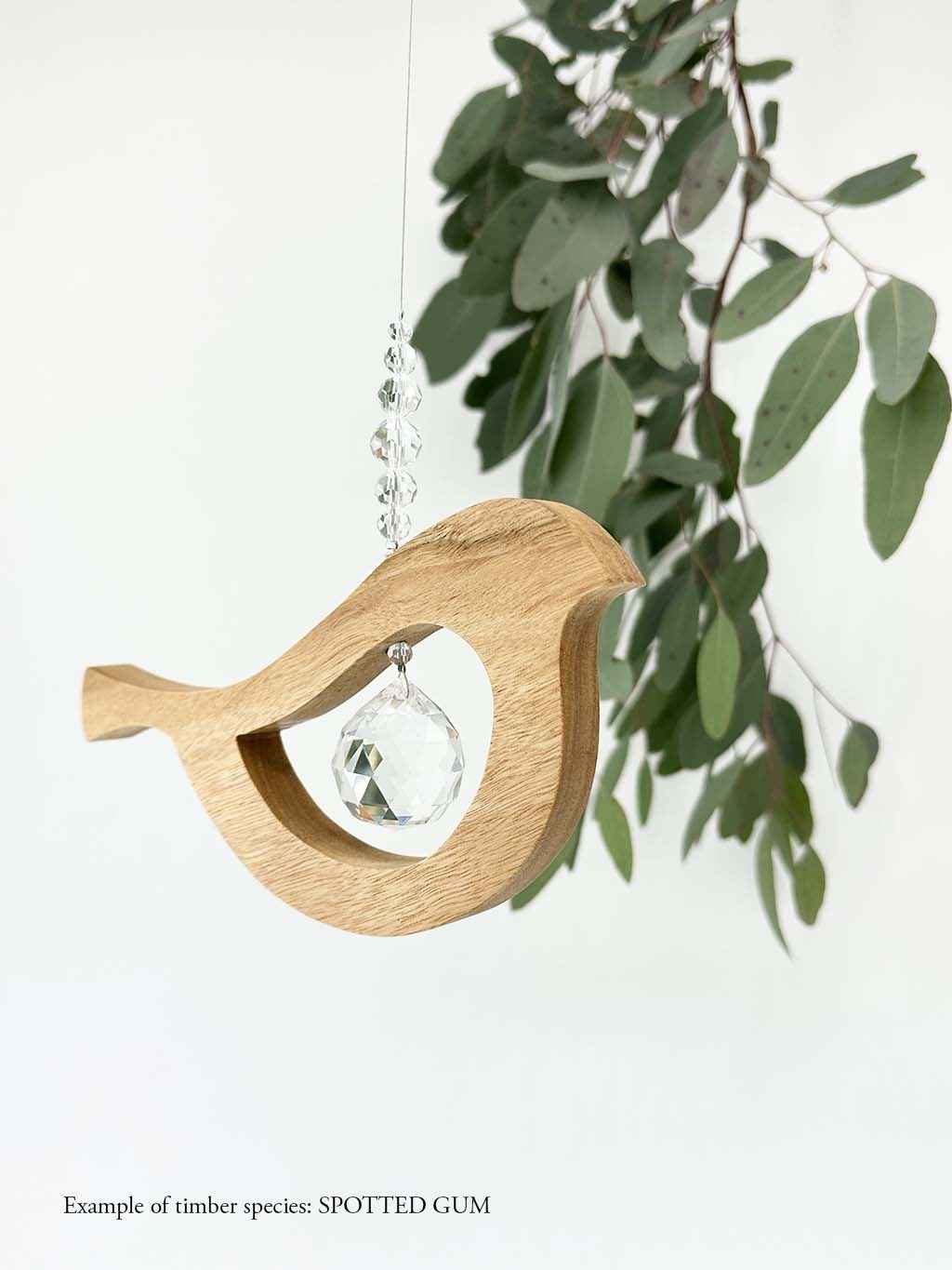 Timber and Crystal Suncatcher - Bird Tail Up