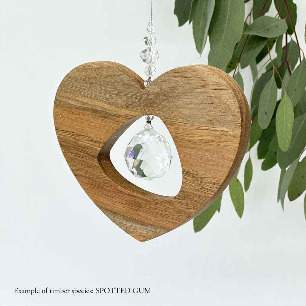 Timber and Crystal Suncatcher - Heart