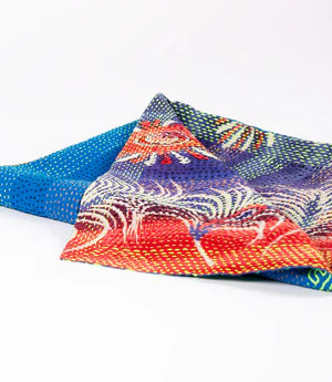 Blue Kantha Blanket/Throw  (110 × 82cm)