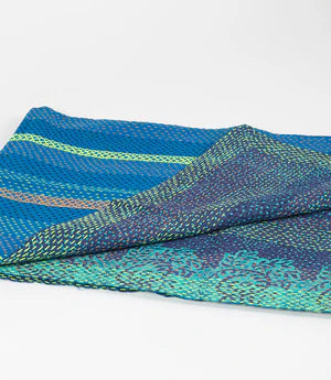 Blue Kantha Blanket/Throw  (110 × 82cm)