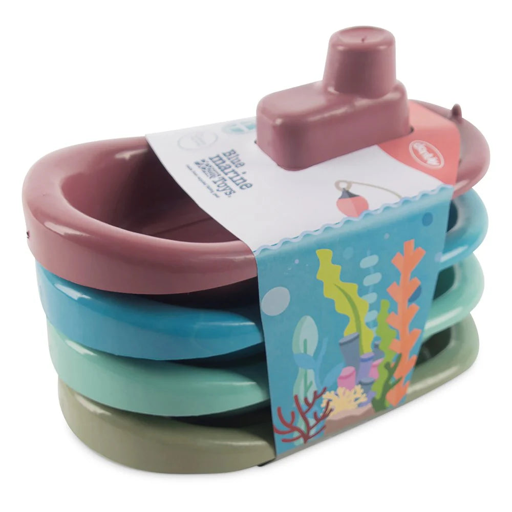 Blue Marine Toy Boat Set (Plastic made from fishing waste)