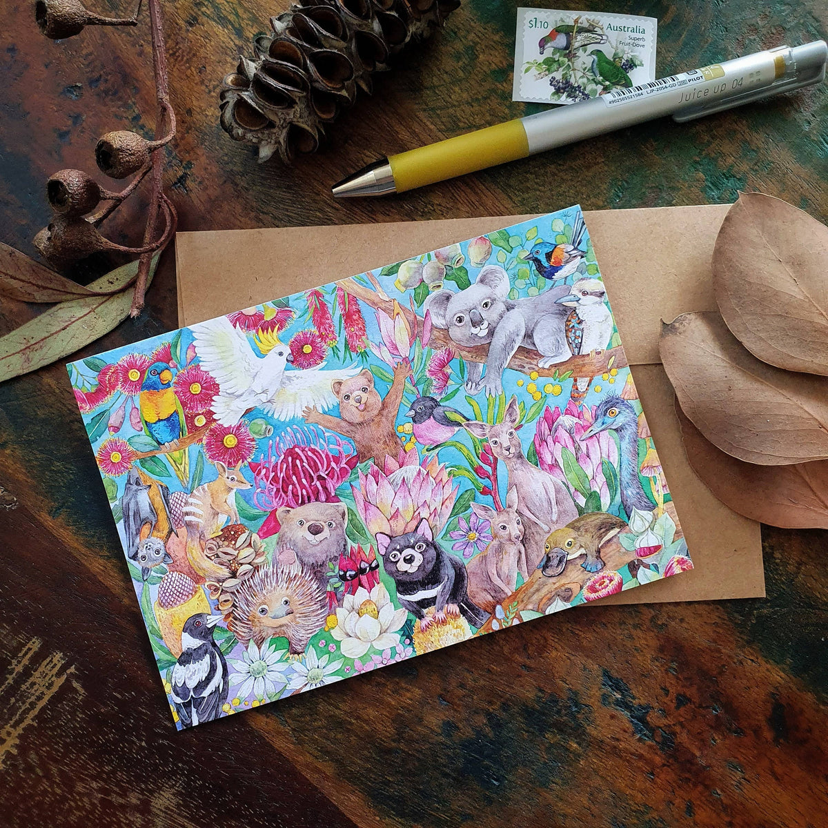 Watercolour Australian Animal Family Greeting Cards, Eco Card, Illustration Art Card Print, Australia