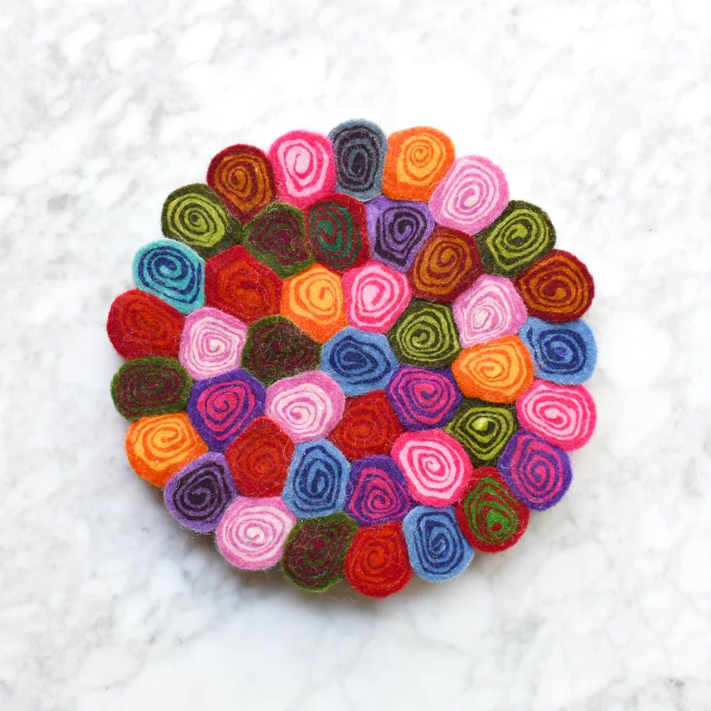 Colourful Spiral Felt Trivet -20cm