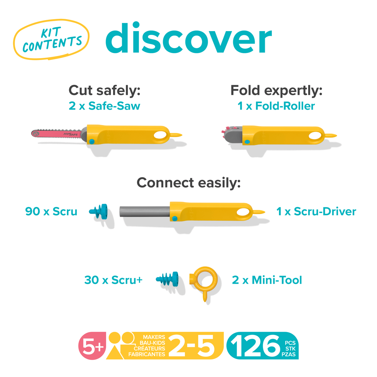 Discover Kit | Makedo Cardboard Construction for 2-5 Makers