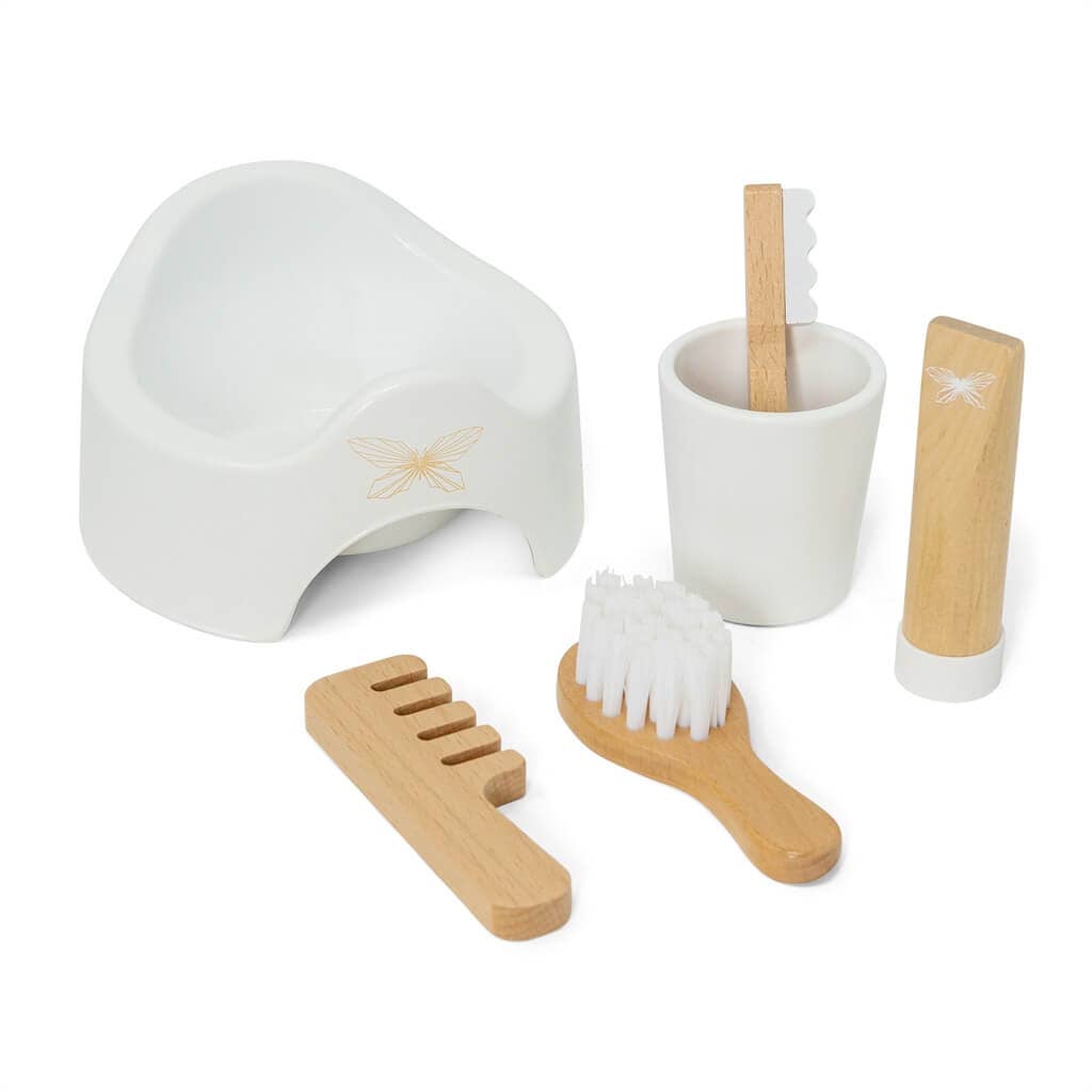 By Astrup Wooden Role Play Doll Nursery Set with Potty, 6 pcs