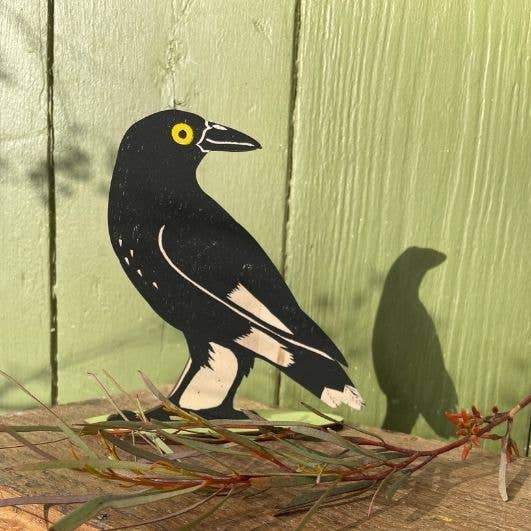Pied Currawong Standing Bird Ornament