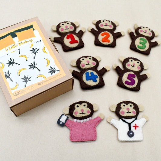 5 little monkeys finger puppet set