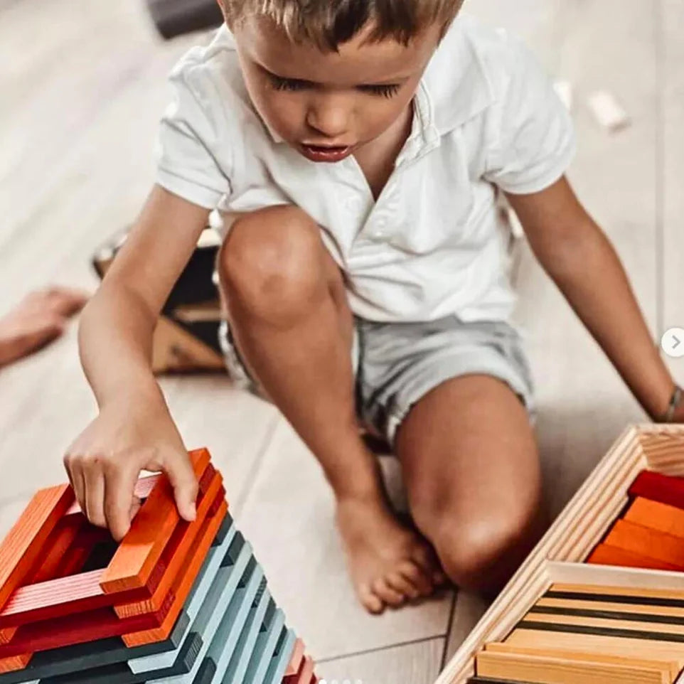 KAPLA Blocks Building Planks - 100 Octocolour Set - Wooden Case