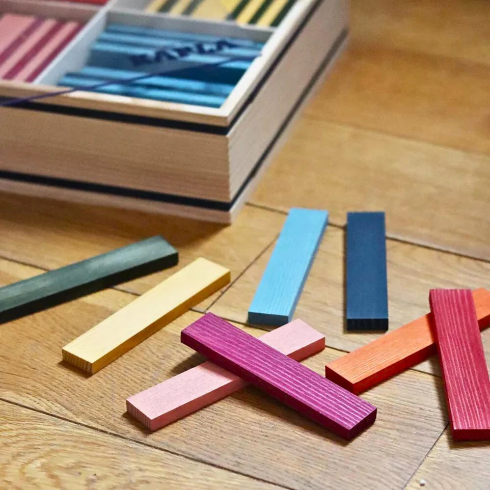KAPLA Blocks Building Planks - 100 Octocolour Set - Wooden Case