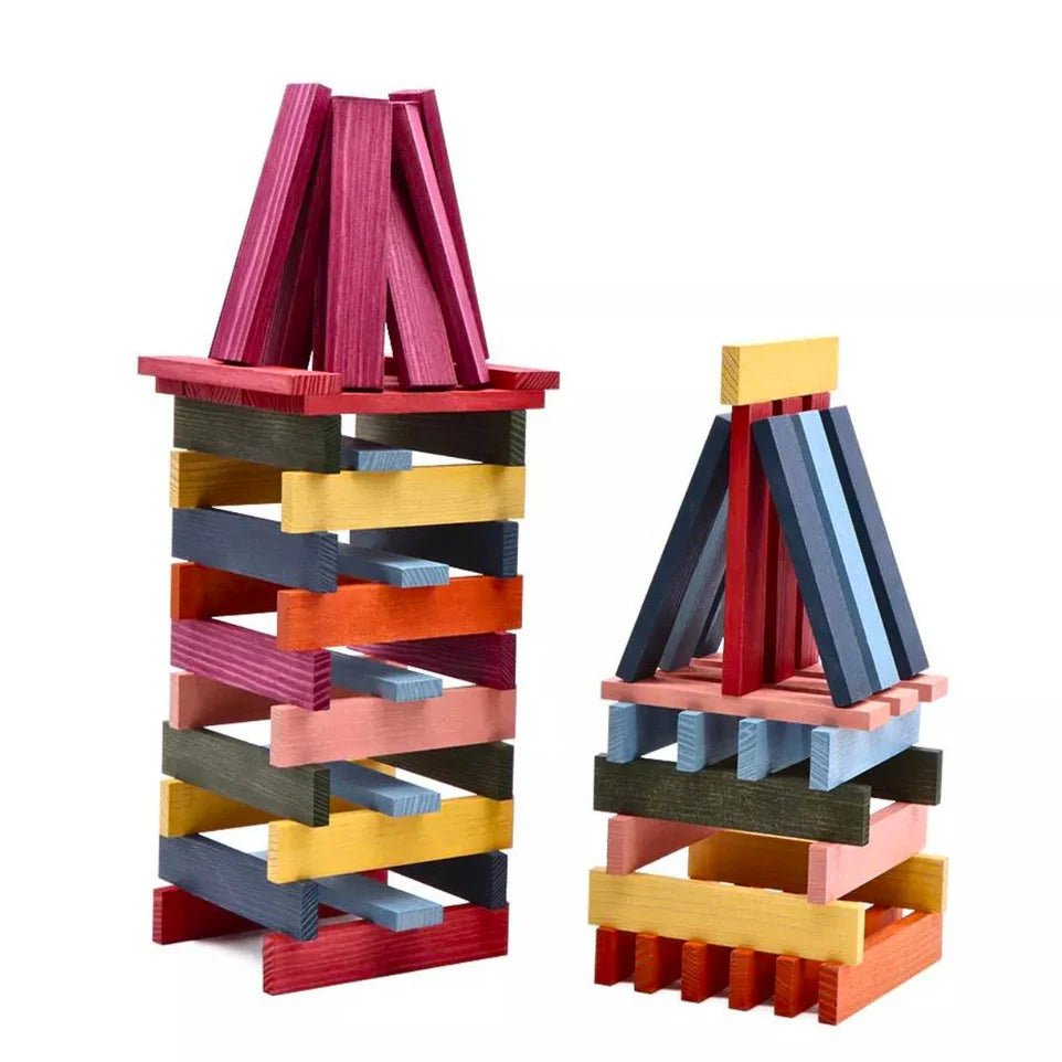 KAPLA Blocks Building Planks - 100 Octocolour Set - Wooden Case