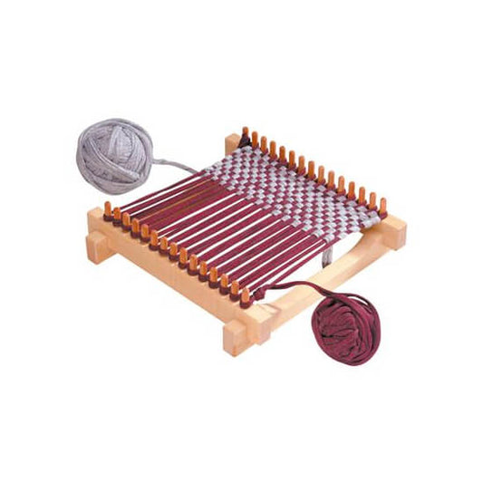 Pot Holder Wooden Weaving Frame Loom 29x29cm w Recycled Cotton T-shirt Yarn